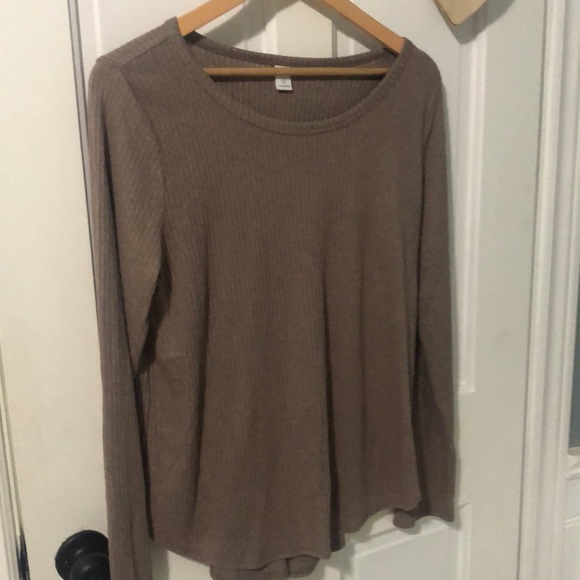 NWOT ribbed neutral long sleeve shirt - Picture 1 of 4